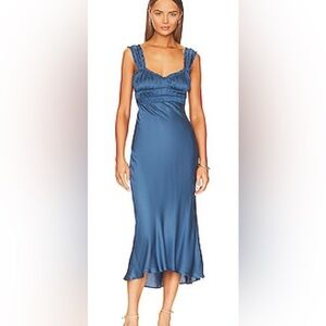 Astr Blue Satin Wedding Dress